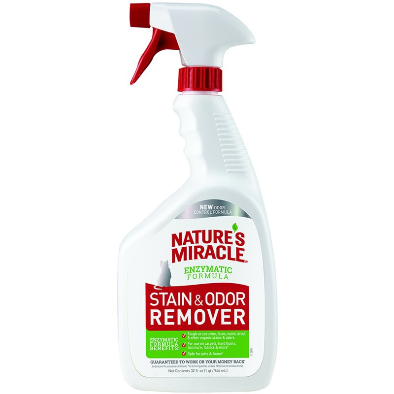 Nature’s Miracle Cat Stain and Odor Remover With New Odor Control Formula 32 Ounce Spray