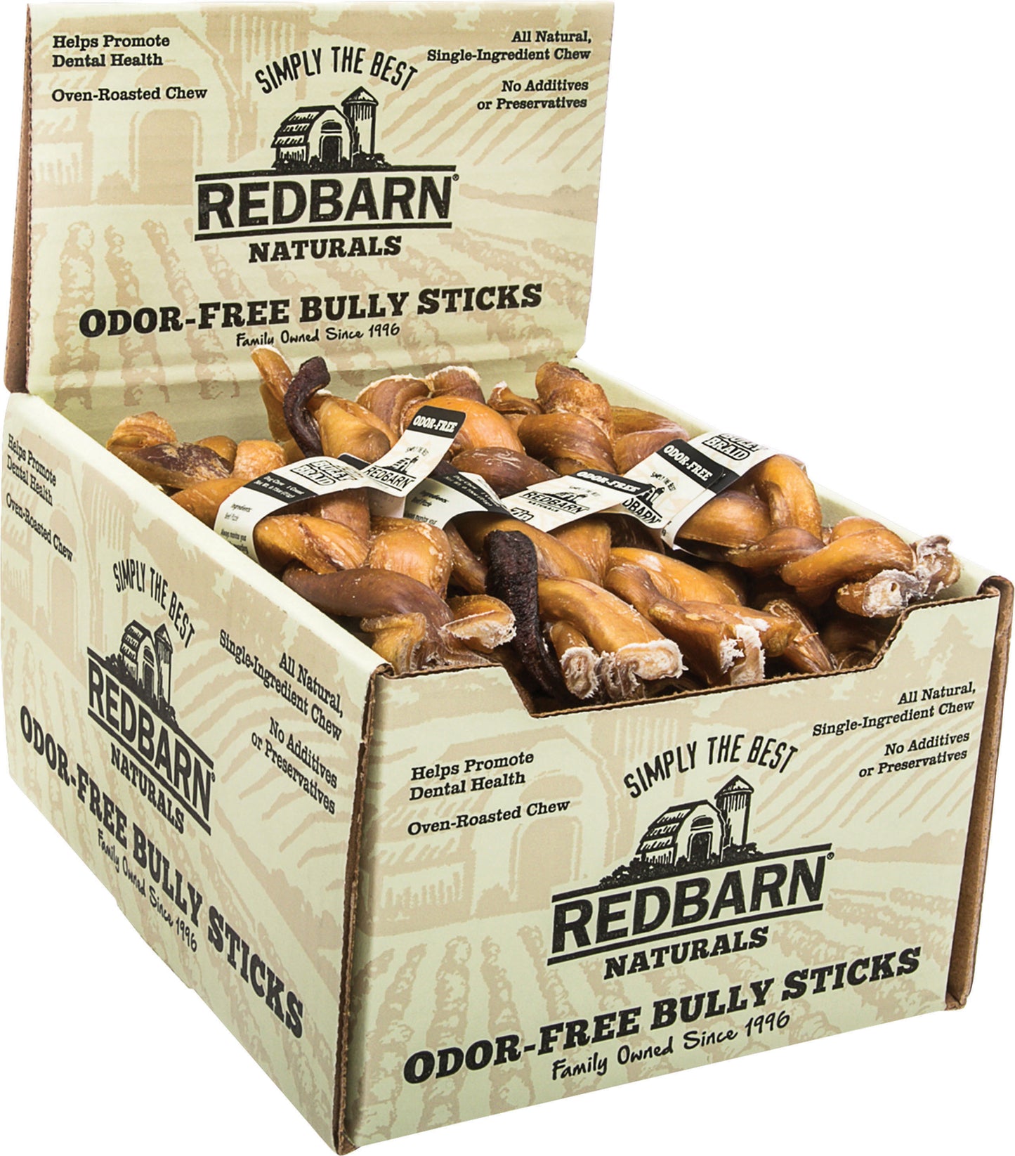 Redbarn Naturals Odor Free Braided Bully Stick (Pack Of 20)