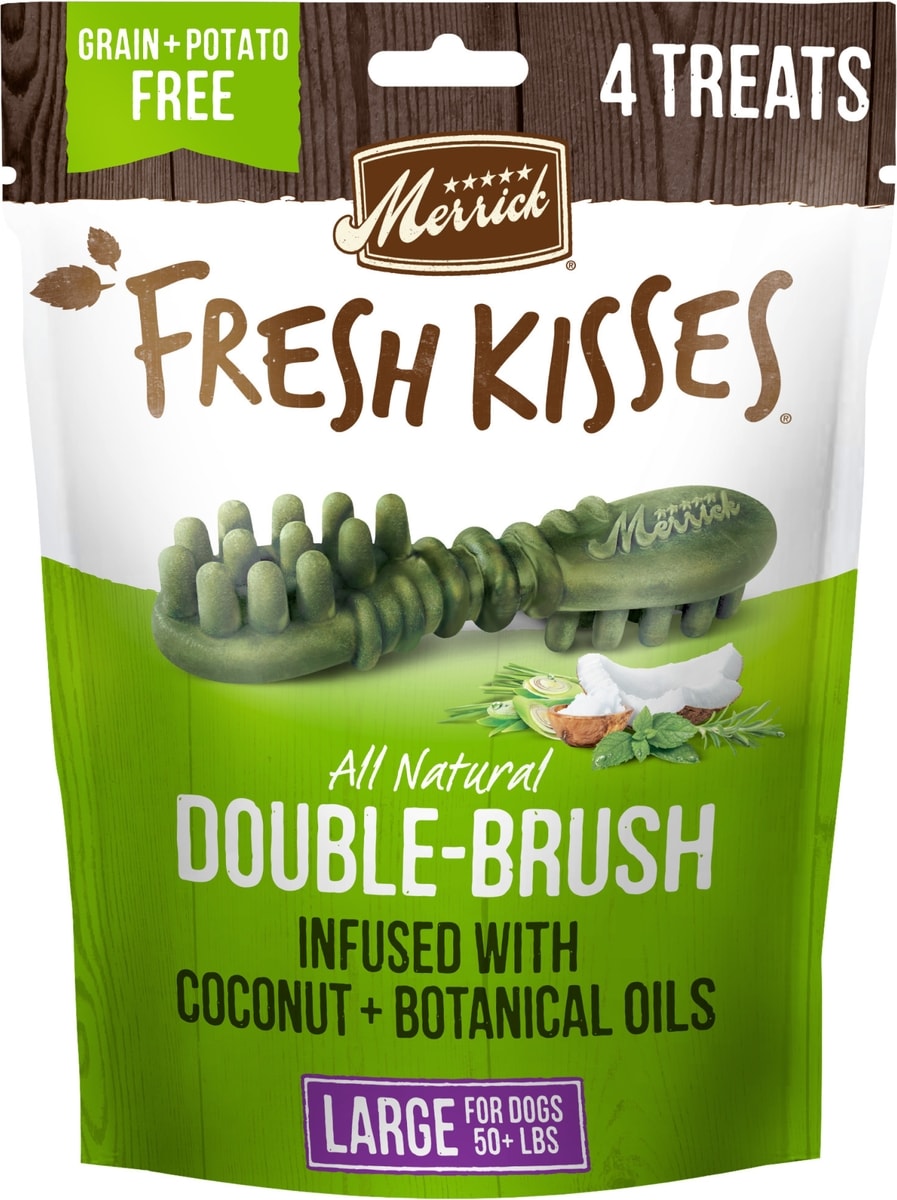 Merrick Fresh Kisses Infused with Coconut Oil & Botanicals Large Dental Dog Treats, 7 Count