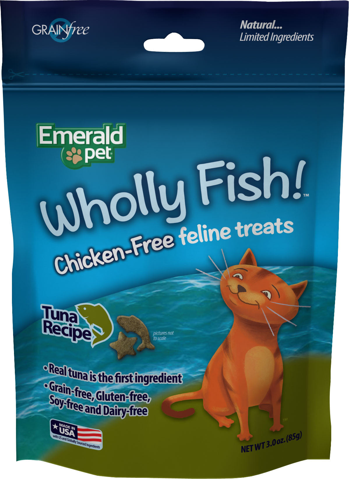 Emerald Pet Wholly Fish! Chicken-Free Feline Treat