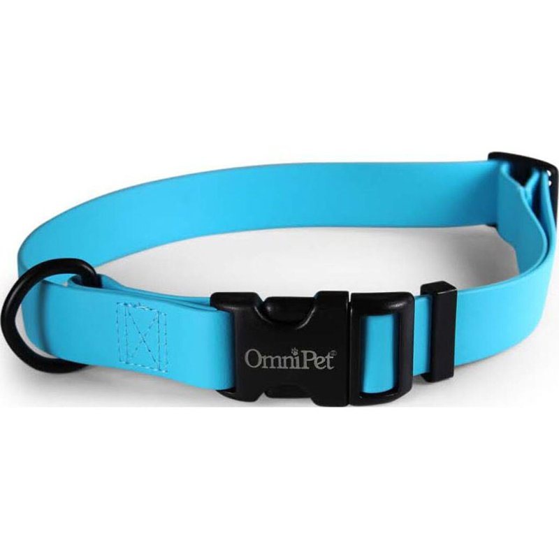 OmniPet Waterproof Dog Collar Quick Release Buckle - Strong Coated Nylon Webbing Odor-Proof for Easy Care, Easy to Clean Fits Small Medium - Large Dogs - Light Blue 1" Neck Circumference 18-26
