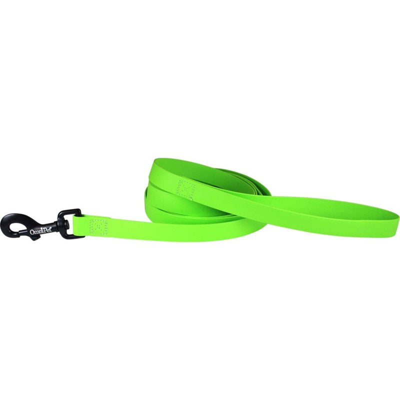 OmniPet Waterproof Dog Leash Quick Release Bolt Snap - Strong Coated Nylon Webbing Odor-Proof for Easy Care, Easy to Clean Fits Small to Large Dogs Lime Green 3/4†x 6Ft