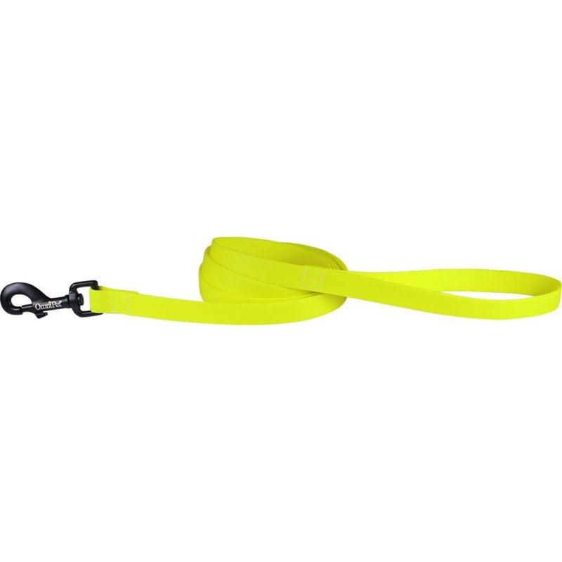 OmniPet Waterproof Dog Leash Quick Release Bolt Snap - Strong Coated Nylon Webbing Odor-Proof for Easy Care, Easy to Clean Fits Small to Large Dogs - Neon Yellow 3/4†x 6Ft