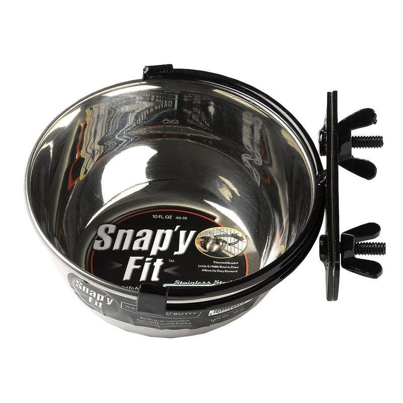MidWest Homes for Pets Snap'y Fit Stainless Steel Food Bowl / Pet Bowl, 10 oz. for Dogs, Cats, Small Animals, Silver, 10 Ounces (1.25 cups)