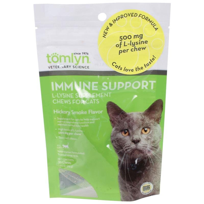 Tomlyn Immune Support Daily L-Lysine Supplement, Fish-Flavored Lysine Chews for Cats and Kittens, 30ct