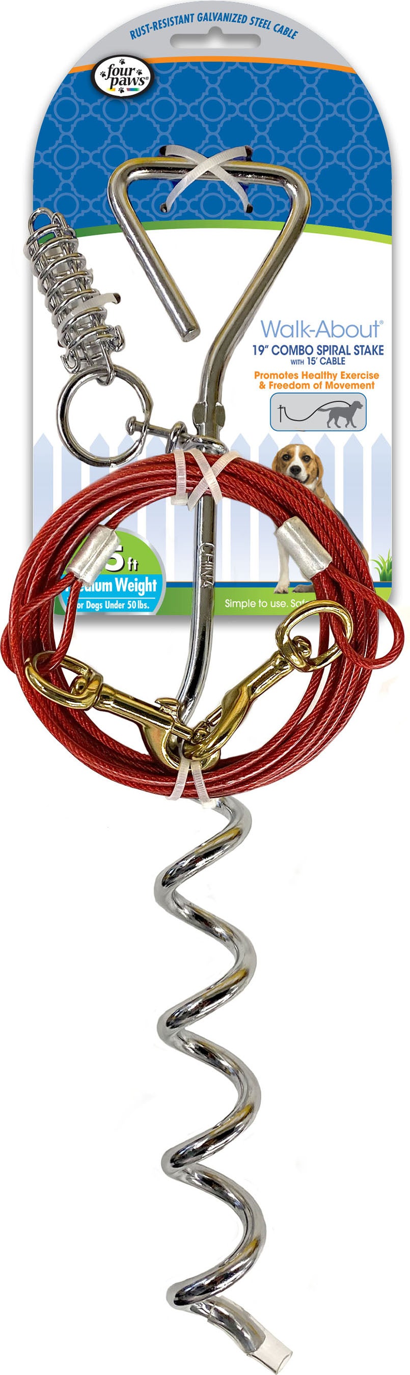 Four Paws Walk-About Combo Stake W/Cable