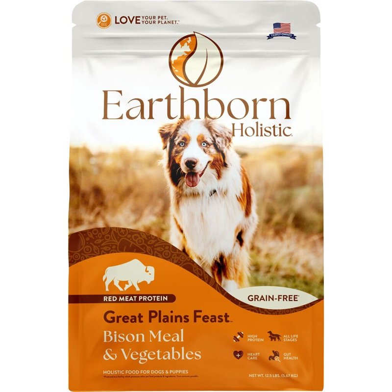 Earthborn Holistic Great Plains Feast with Bison and Beef Meal Grain and Gluten Free (12.5 Pounds)
