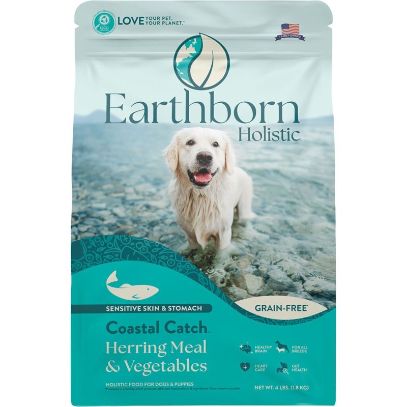 Earthborn Holistic Coastal Catch Herring Meal & Vegetables for Sensitive Skin and Stomach Grain and Gluten Free (4 Pounds)