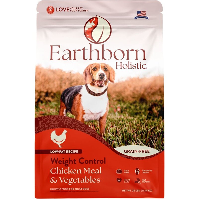 Earthborn Holistic Weight Control Chicken Meal & Vegetables Grain Free Dog Food (25 Pounds)