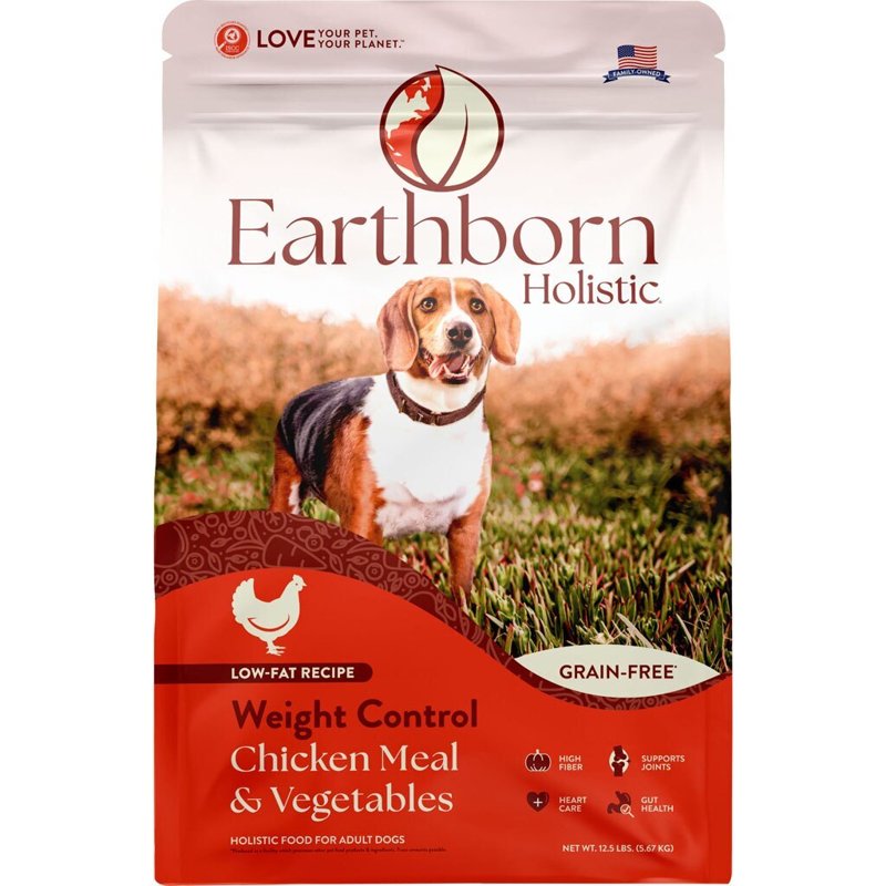 Earthborn Holistic Weight Control Chicken Meal & Vegetables Grain-Free, Low-Fat Dry Food for Adult Dogs (12.5 lb. Bag)