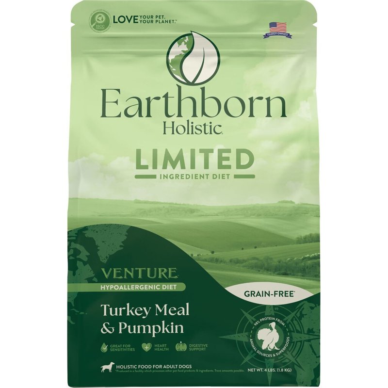 Earthborn Holistic Venture Turkey Meal & Pumpkin Limited Ingredient Diet Grain Free Dog Food (4 Pounds)