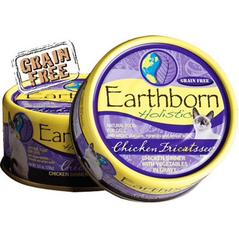 Earthborn Holistic Chicken Fricatssee Grain-Free Moist Cat Food Purple