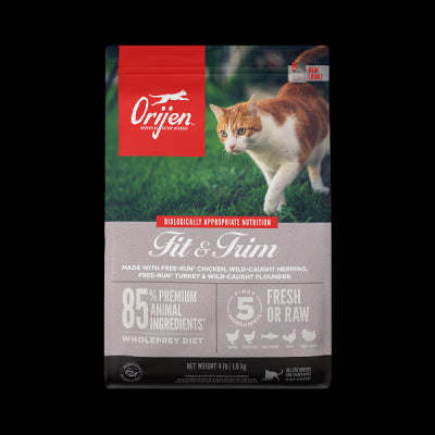 ORIJEN Fit and Trim Dry Cat Food, Grain Free Cat Food for Adult Cats, with WholePrey Ingredients, 4lb