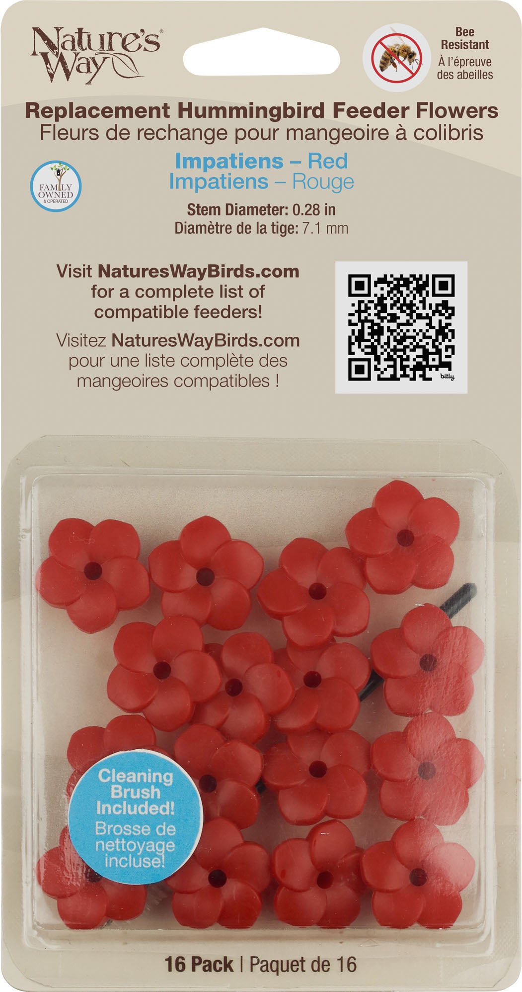 Red Impatiens Hb Replacement Flowers W/ Brush (Pack Of 10)