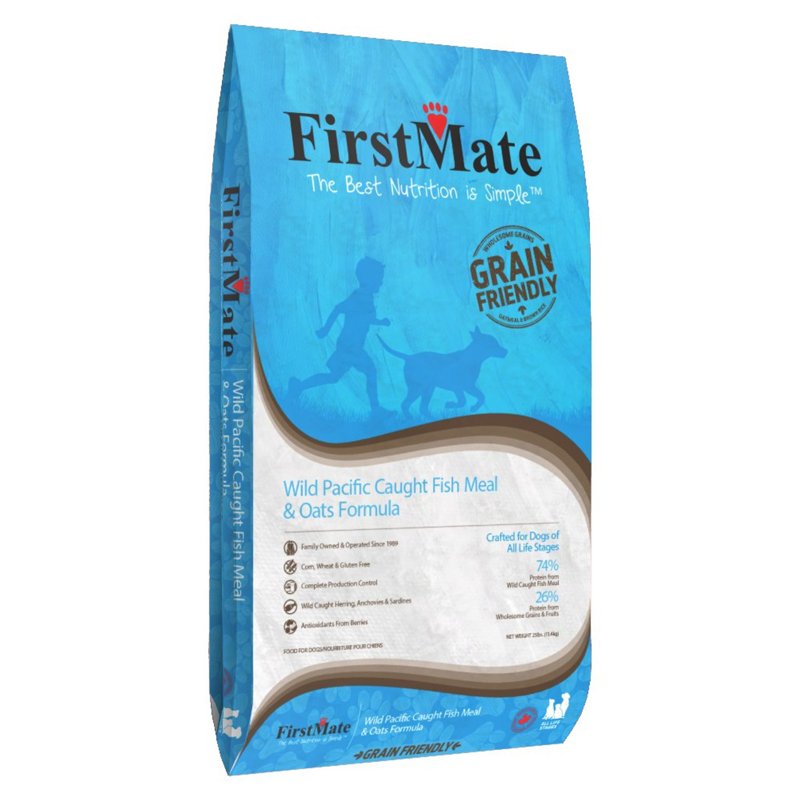 FirstMate Wild Pacific Caught Fish and Oats Formula, 5 Pound Grain Friendly Diet for Dogs