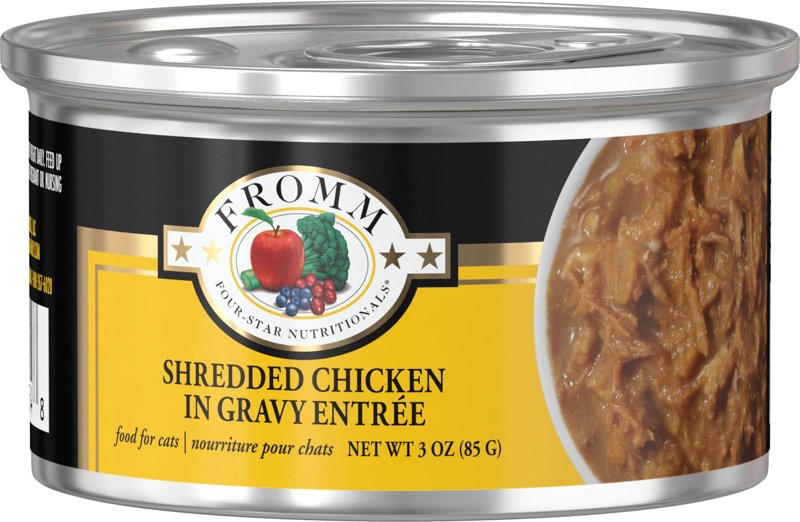 Fromm Four-Star Nutritionals Shredded Chicken in Gravy Entrée - Premium Wet Cat Food - Chicken Recipe - 3 oz Can