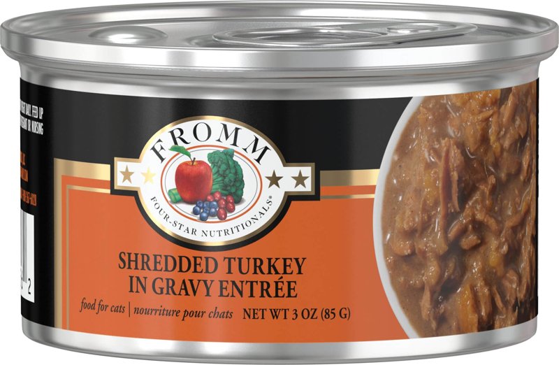 Fromm Four-Star Nutritionals Shredded Turkey in Gravy Entrée - Premium Wet Cat Food - Turkey Recipe - 3 oz Can