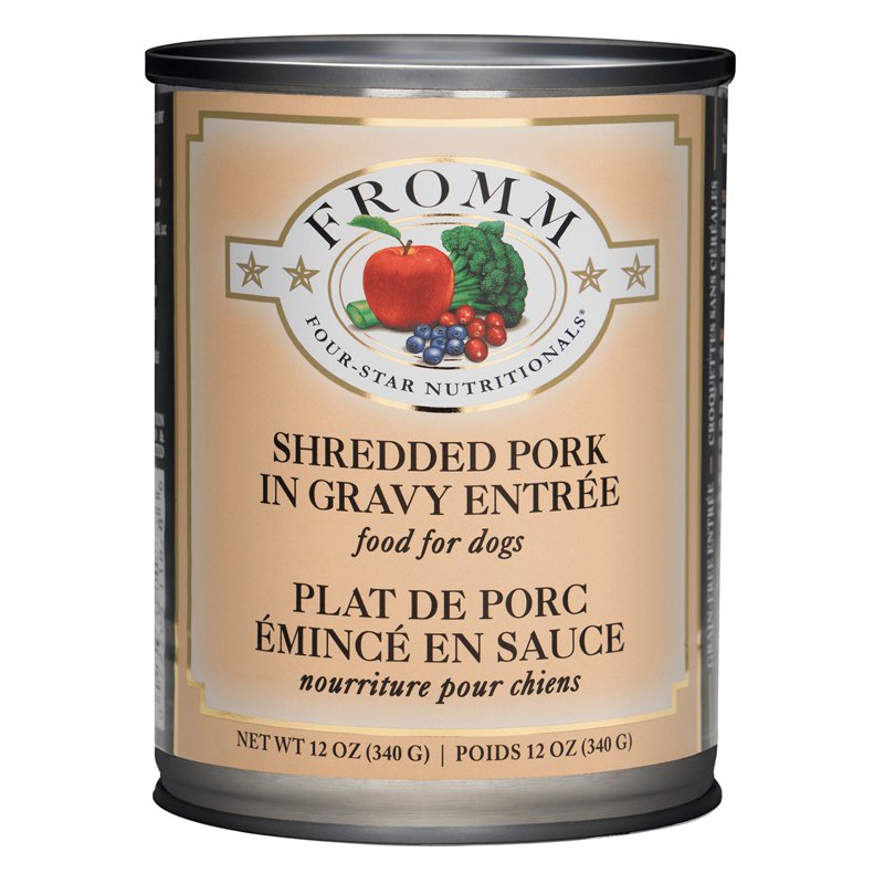 Fromm Four-Star Nutritionals Shredded Pork in Gravy Entrée Dog Food - Premium Wet Dog Food - Pork Recipe - 12 oz Can