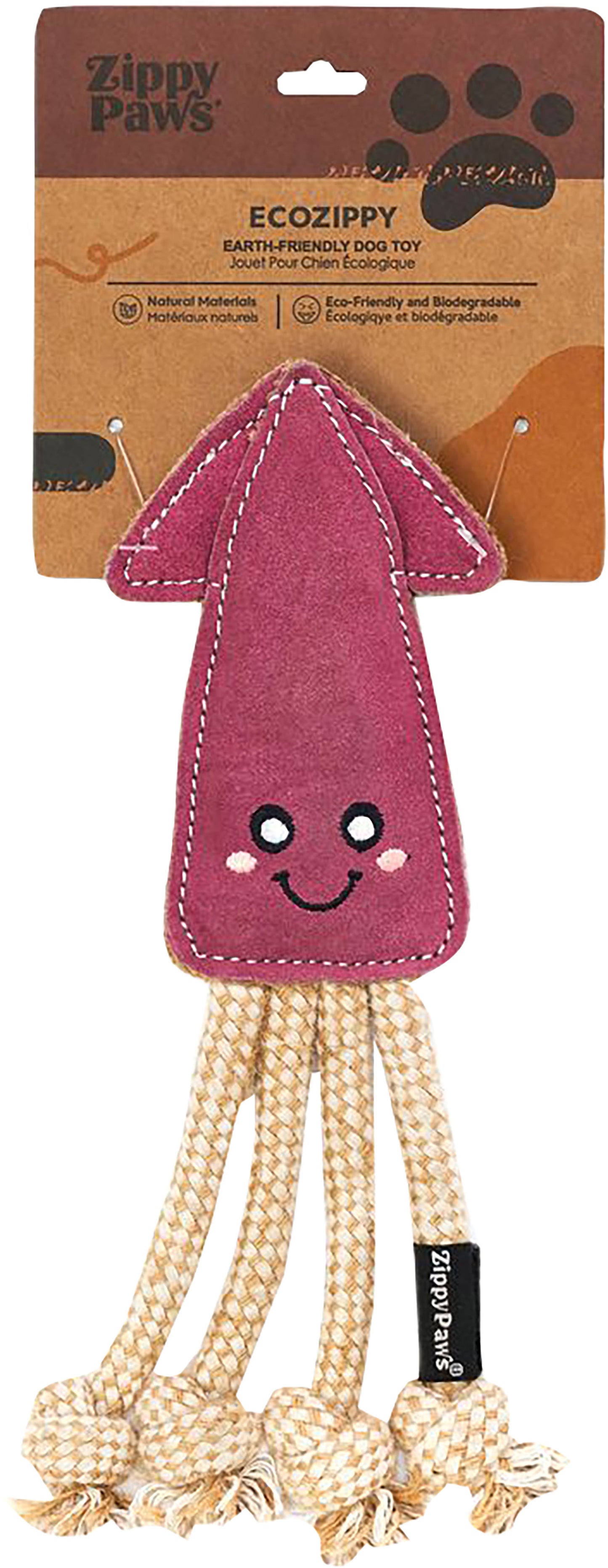 Zippypaws Ecozippy Suede & Rope Buddies Squid