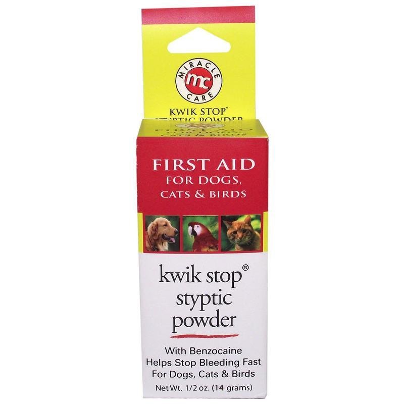 Miracle Care Kwik Stop Styptic Powder For Dogs, Cats, and Birds, Fast-Acting Blood Stop Powder For Pets, Quick Stop Bleeding Powder For Dog Nail Clipping and Minor Cuts, 0.5 oz.