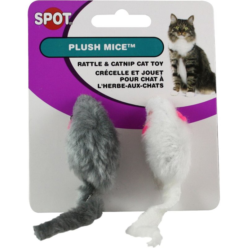 Ethical Plush Mice with Rattle and Catnip Cat Toy, 2-Pack