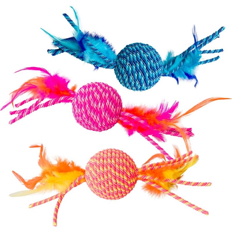 SPOT Ethical Pets 52072 Elasteeez Ball/Feathers Pet Feather Toys