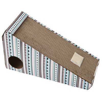 SPOT Ethical Products Corrugated Cardboard Cat Scratcher / 17" Ramp with Cutout/with Catnip and Silver Vine, Multi