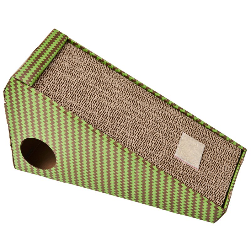 SPOT Ethical Products Corrugated Cardboard Cat Scratcher / 17" Ramp with Cutout/with Catnip and Silver Vine, Multi