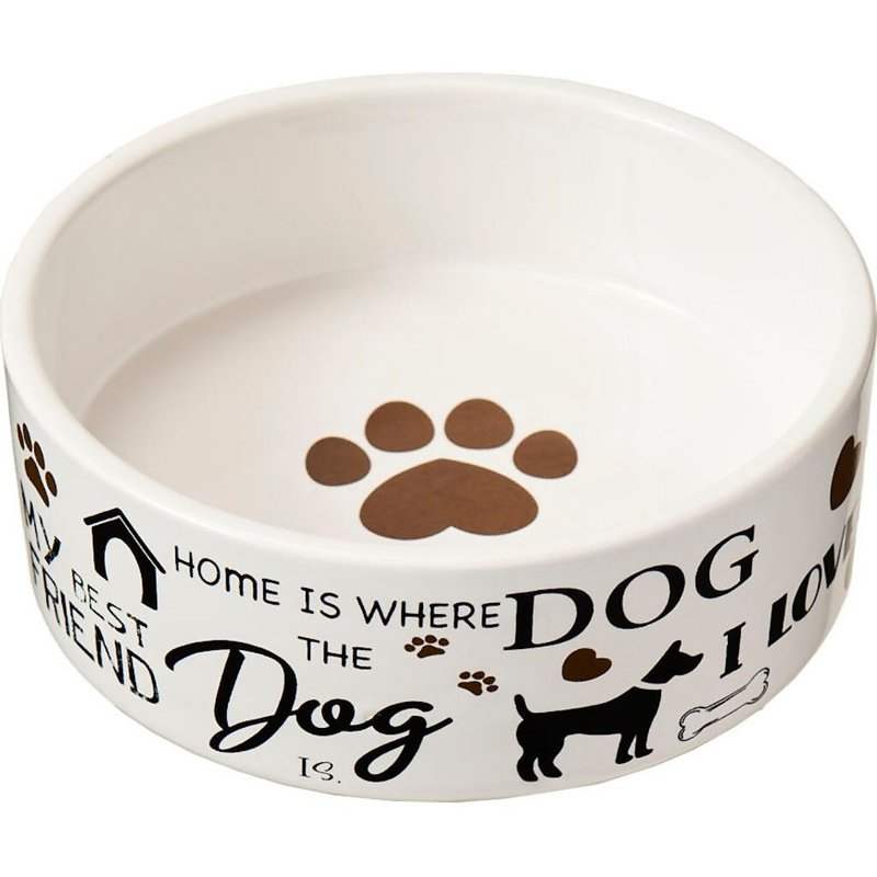 SPOT I Love Dogs Dish -Round Ceramic Food/Water Bowl with High Walls for Pets, Dishwasher Safe, Ideal for Small Dogs, Cats, Reptiles, Large Birds, 5in, 1.75 Cup (14oz)