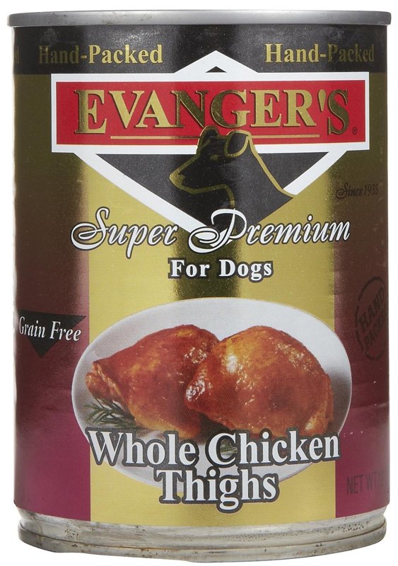Evanger's Hand Packed Whole Chicken Thighs for Dogs, 12 oz can