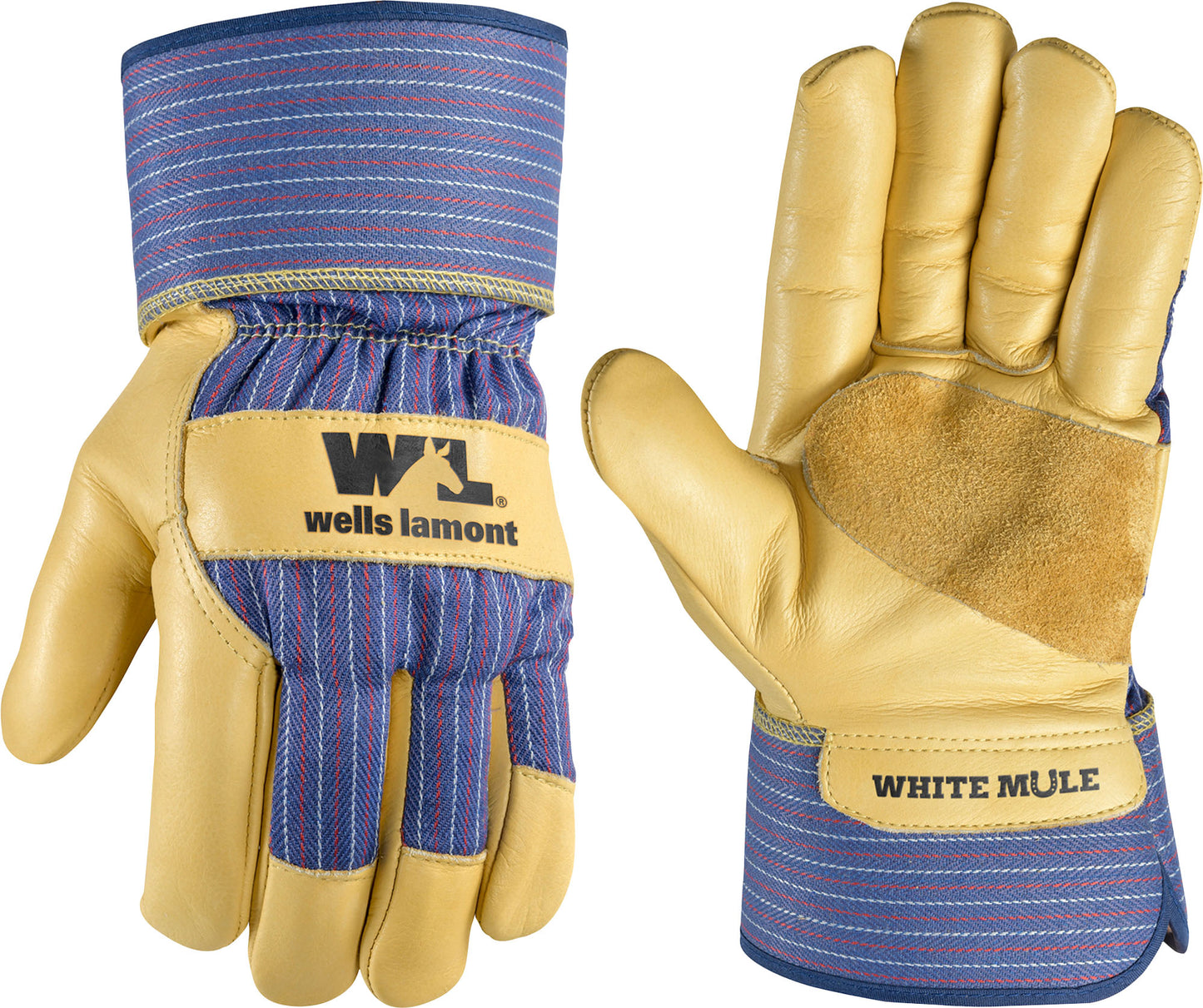 Wl Mens White Mule Ins Leather Safety Cuff Glove (Pack Of 3)