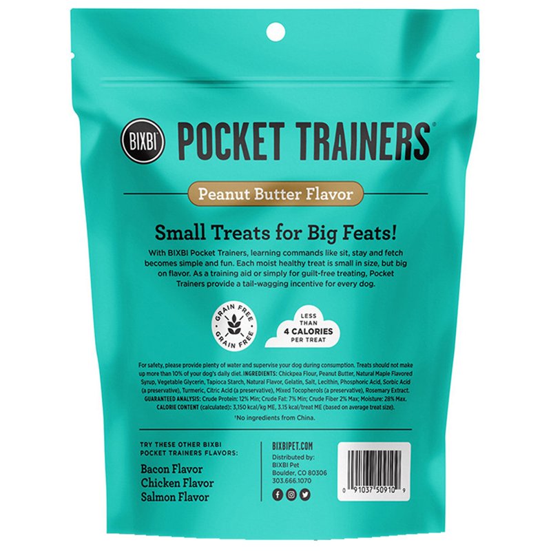 BIXBI Pocket Trainers, Peanut Butter (6 oz, 1 Pouch) - Small Training Treats for Dogs - Low Calorie and Grain Free Dog Treats, Flavorful Pocket Size Healthy and All Natural Dog Treats