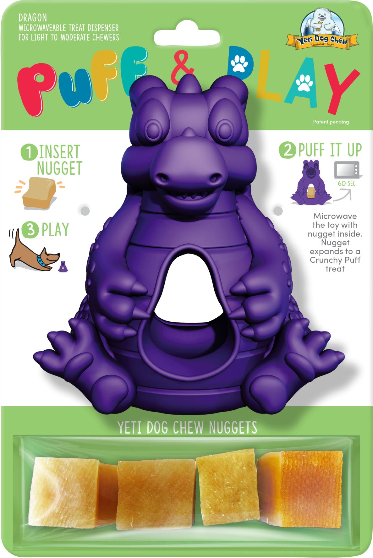 Yeti Pet Products Hangry Dragon Puff/Play Dog Toy
