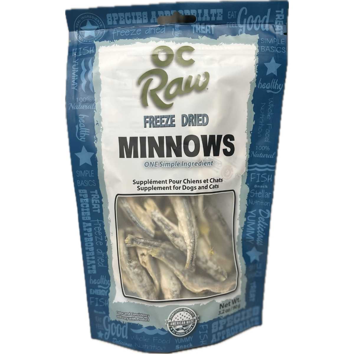 OC Raw Freeze Dried Minnows-3.2oz Bag