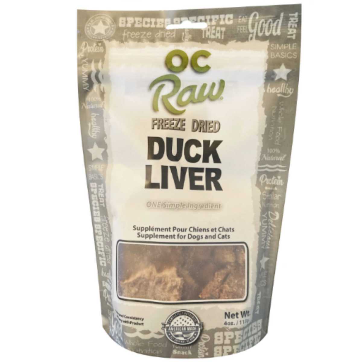 OC Raw Freeze Dried Duck Liver-4 oz Bag