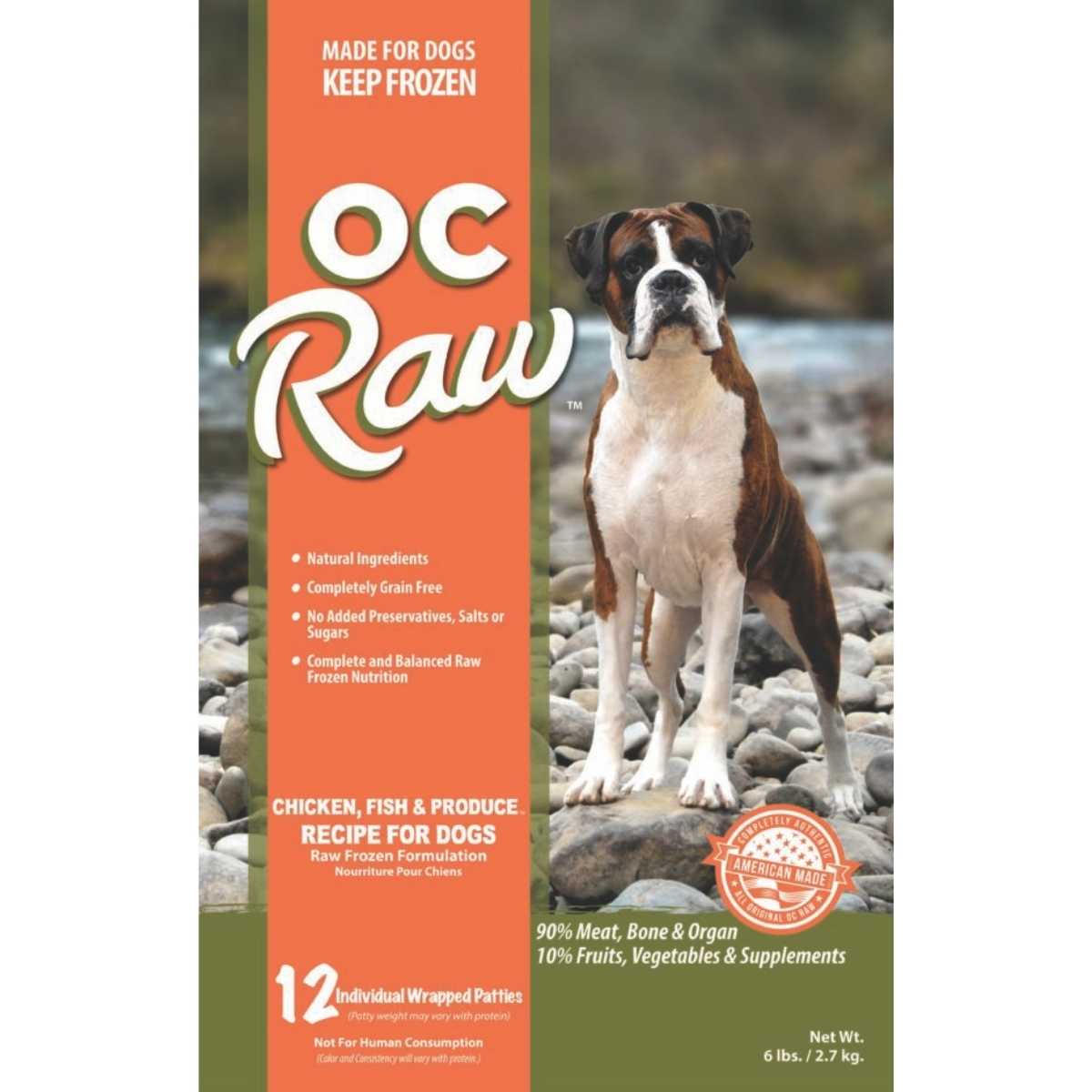 OC Raw Dog Frozen Chicken, Fish & Produce Patties-6.lb Bag