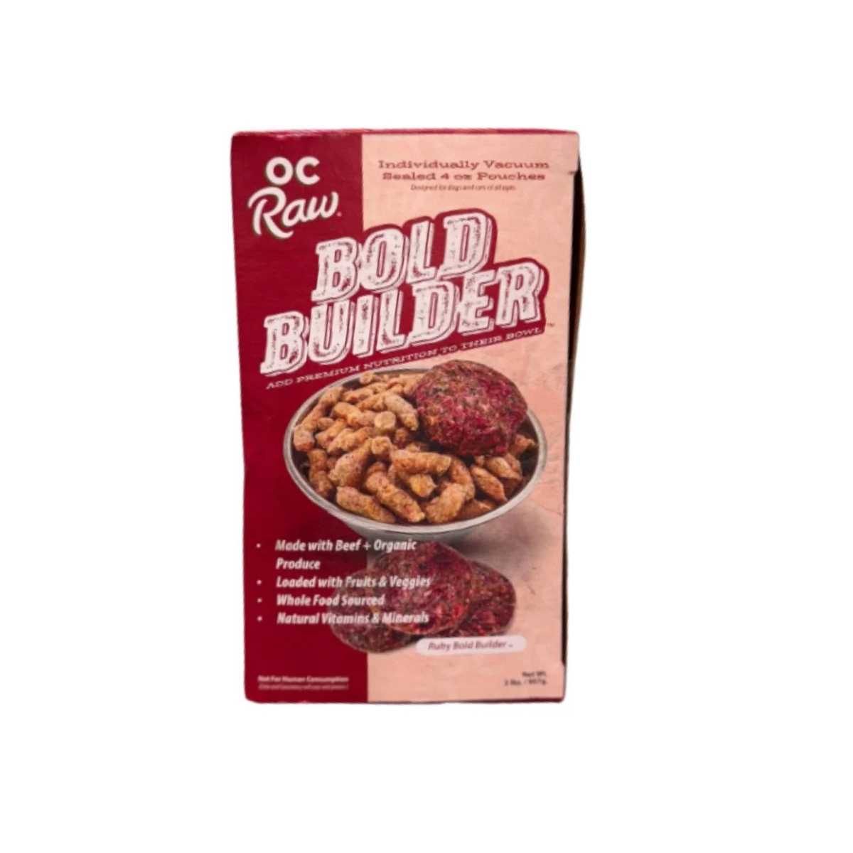 OC Raw Frozen BOLD BUILDER Ruby- 2 lb Box (contains 8ea x 4oz pouches)- Beef blend