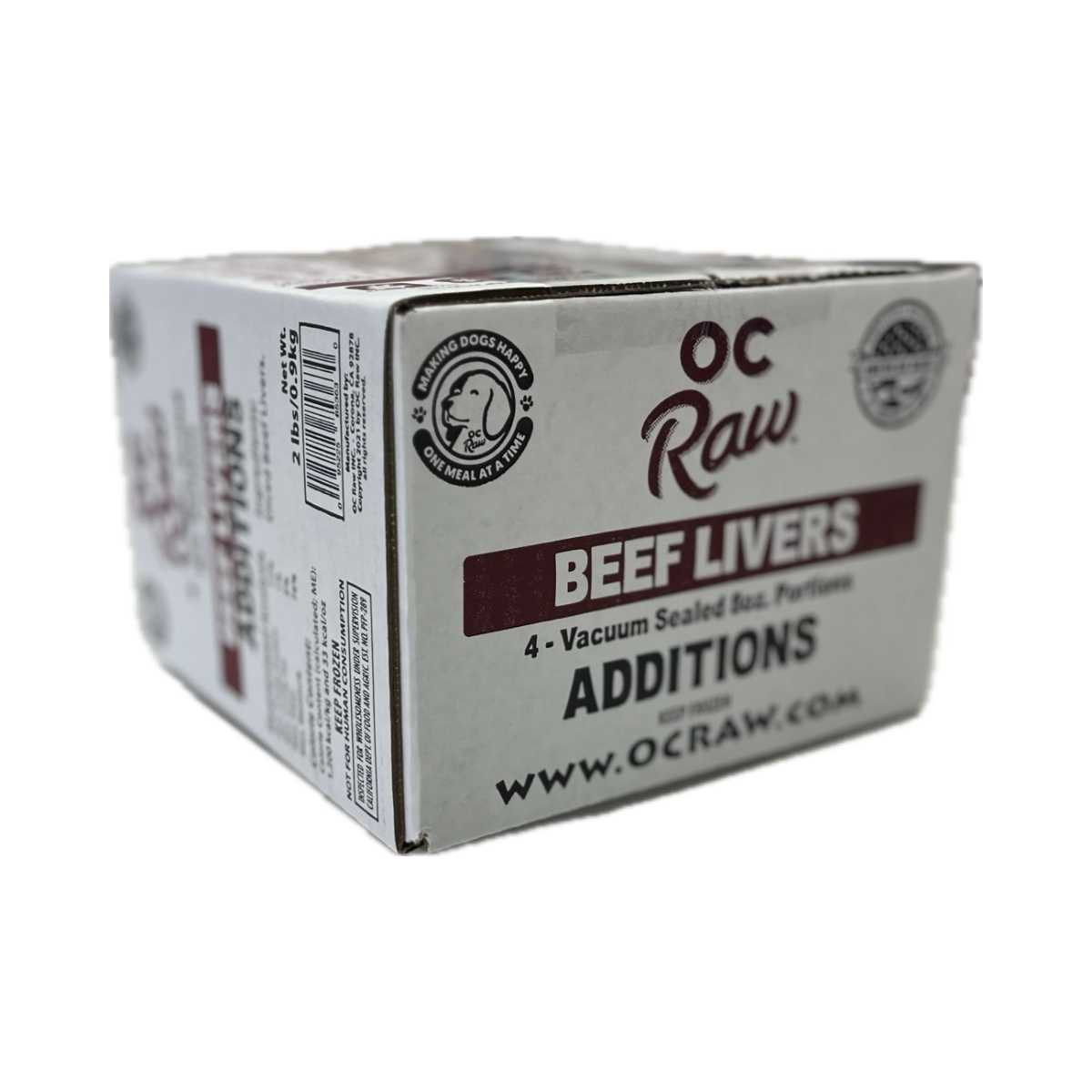 OC Raw Frozen Additions Diced Beef Livers-2 lb Box (4 x 8 oz Portions)