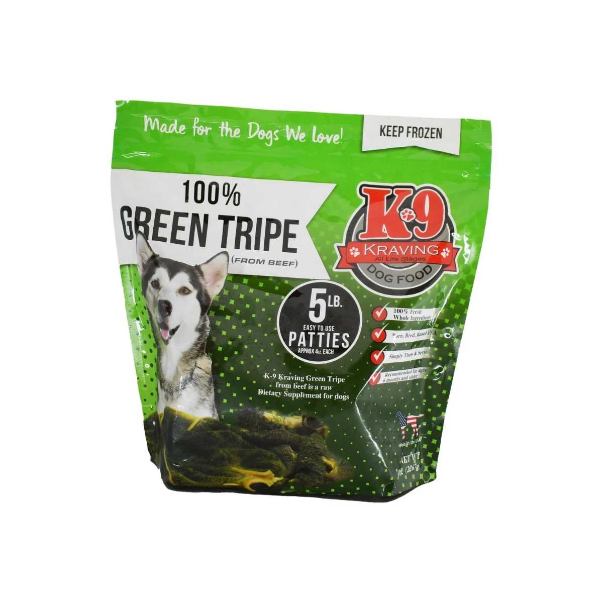 K9-Kravings Frozen 100% Green Tripe-5 lb Bag