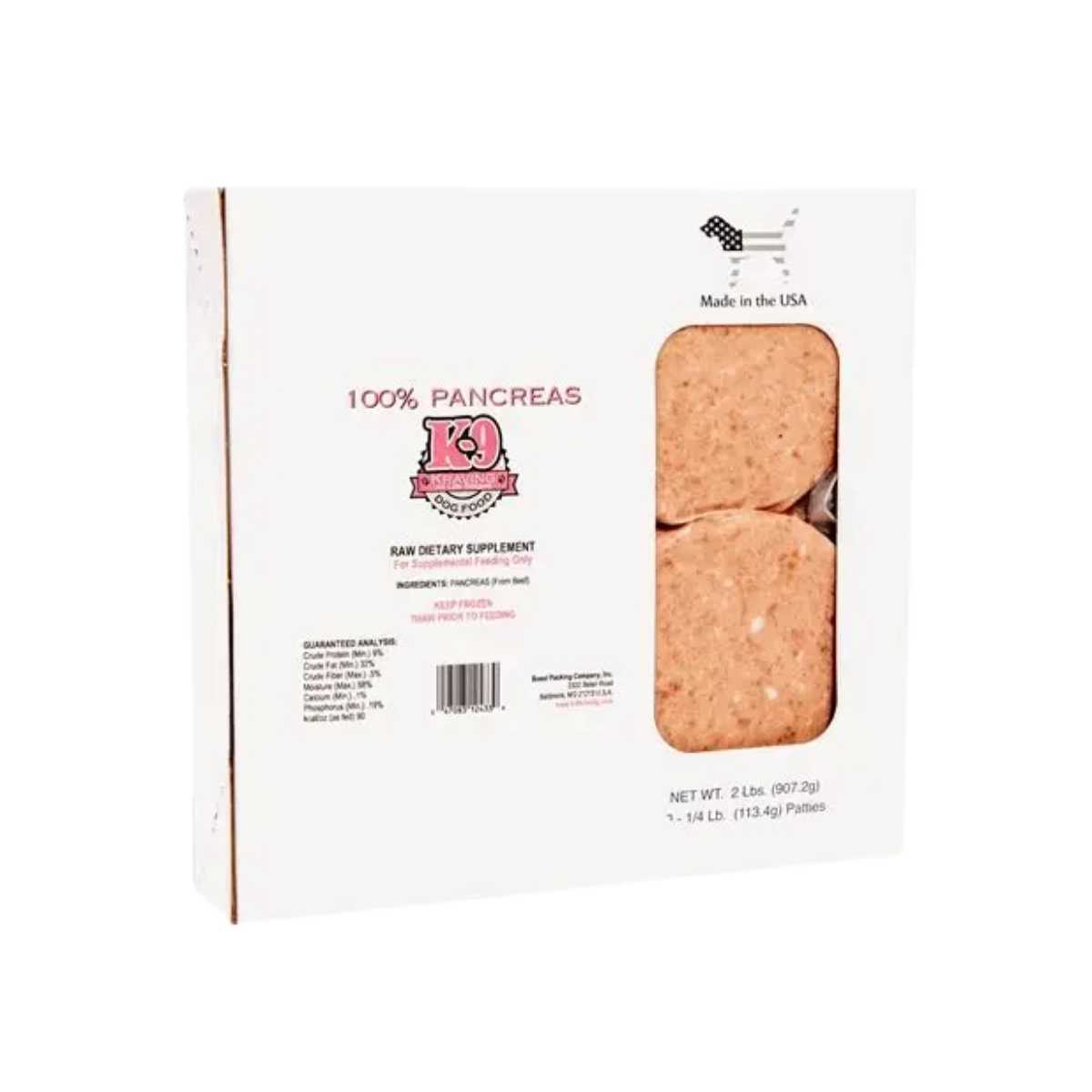 K9-Kravings Beef Pancreas-8 Pack/4 oz Patties (2 lb)