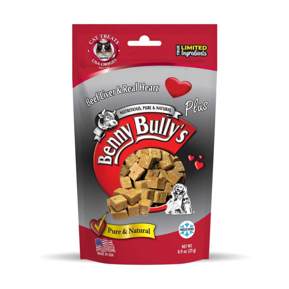 Benny Bully's Beef Liver Plus Beef Heart Cat Treats - 0.9 oz/ 25g