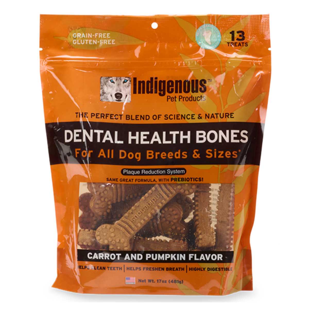 Indigenous Dental Bone Carrot & Pumpkin-17 oz (13 ct) Bag