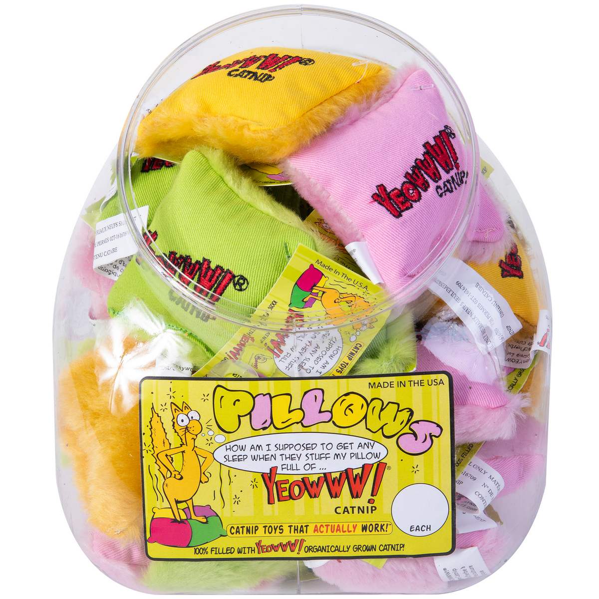 Yeowww! Pillows- 2.5" Square- 24 ct Assorted Jug