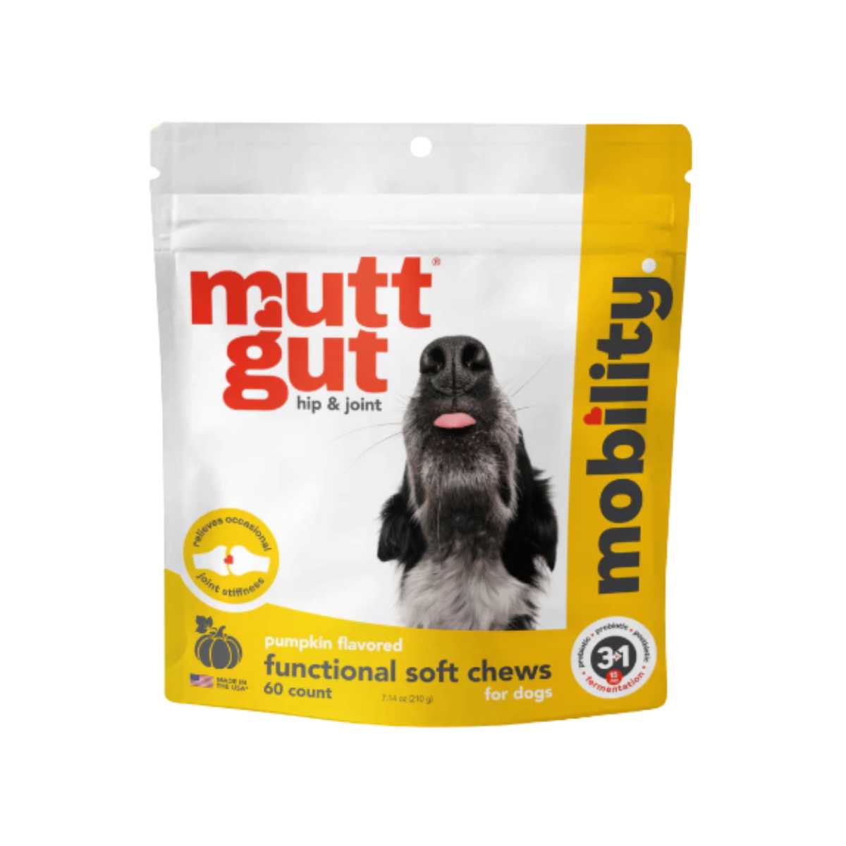 Mutt Gut Mobility -Pumpkin Flavored Soft Chews for Dogs-60 ct Bag