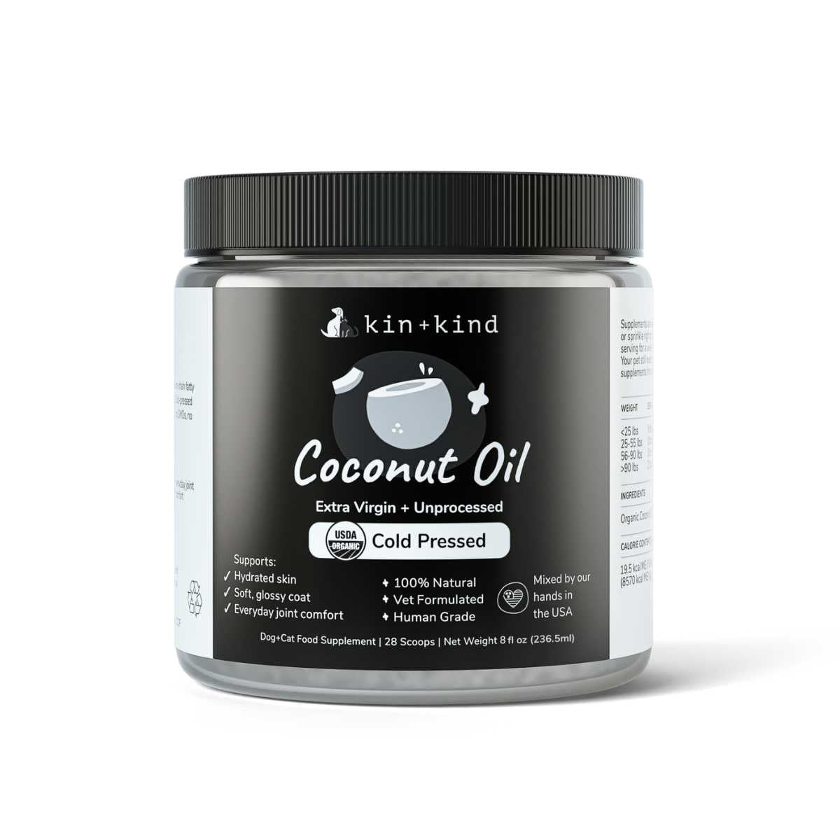 Kin & Kind Raw Superfood Raw Coconut Oil-8 oz Jar