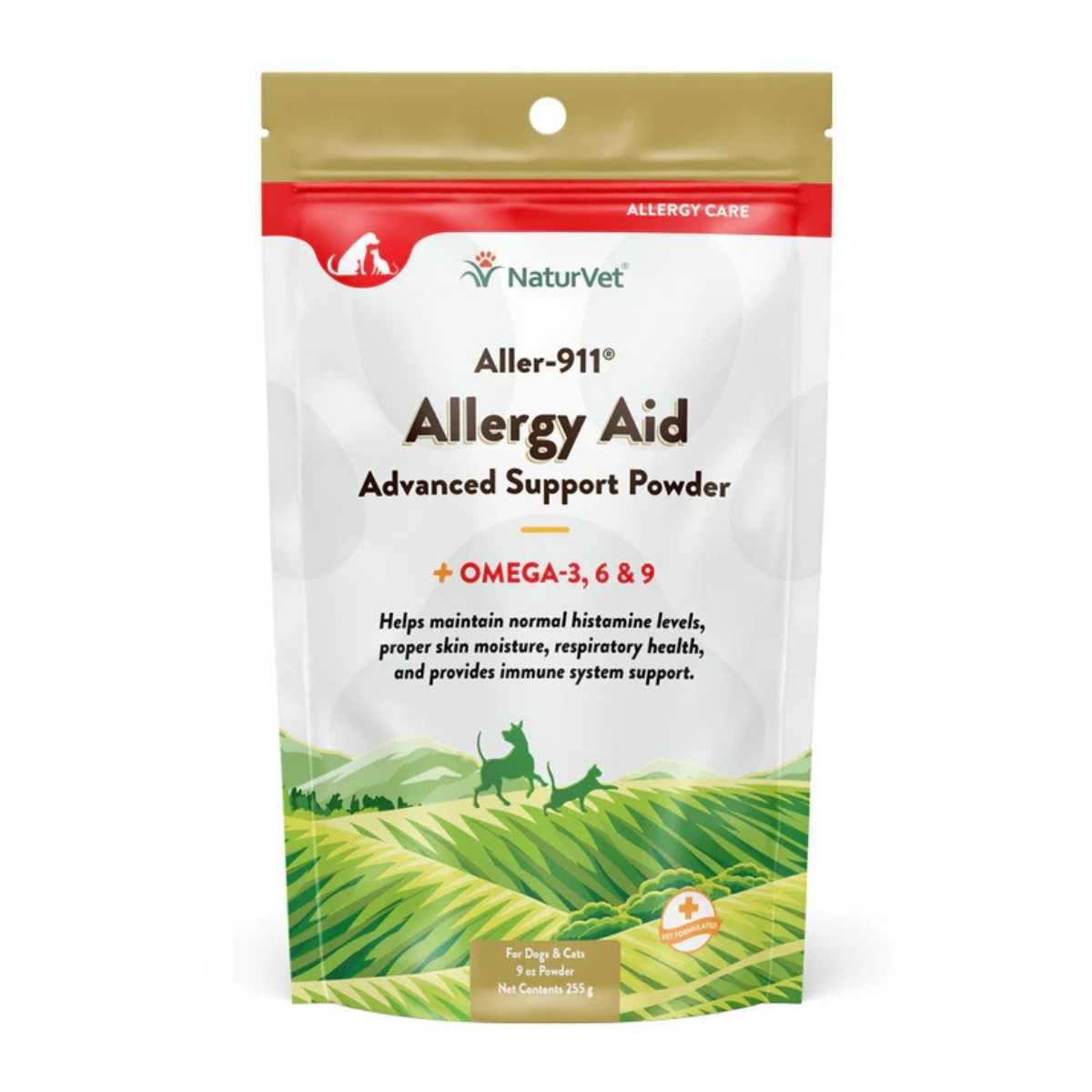 Naturvet Aller-911® Allergy Aid Formula Powder + Omegas (60 Day Supply)-9 oz Bag