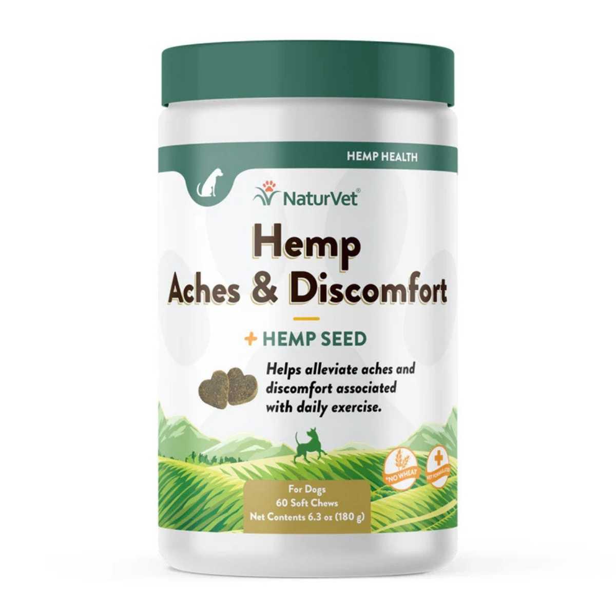 Naturvet Hemp Aches & Discomfort Soft Chews for Dogs-60 ct Jar