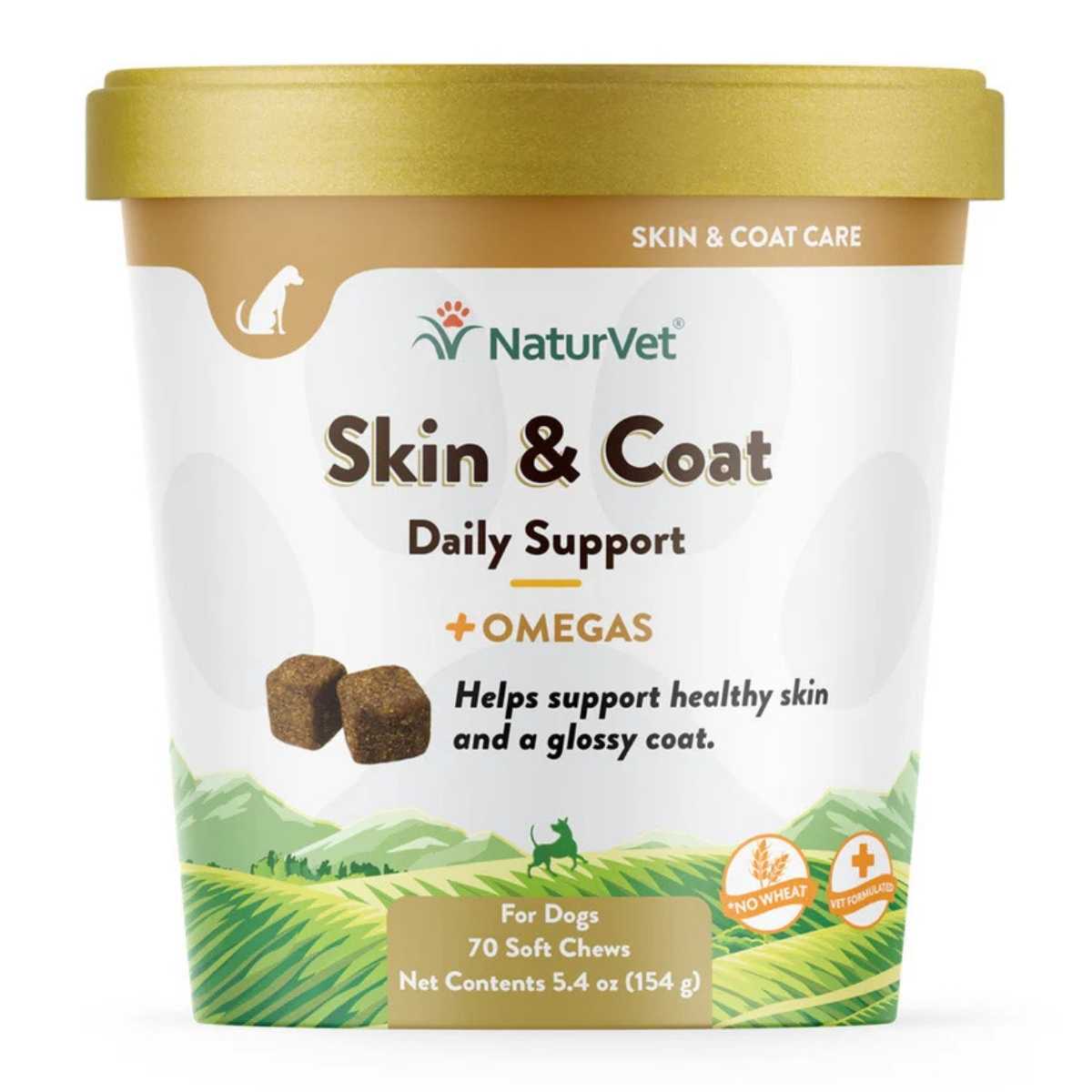 Naturvet Skin & Coat + Breath Aid Soft Chews for Dogs-70 ct Cup