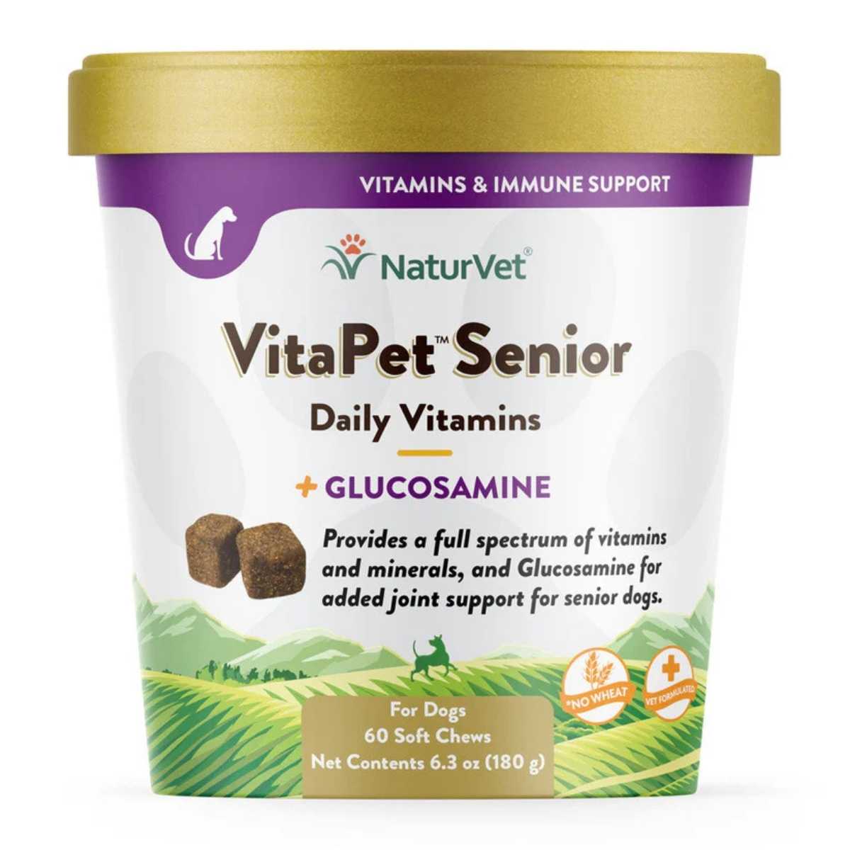 Naturvet VitaPetâ„¢ Senior + Glucosamine Soft Chews for Dogs-60 ct Cup