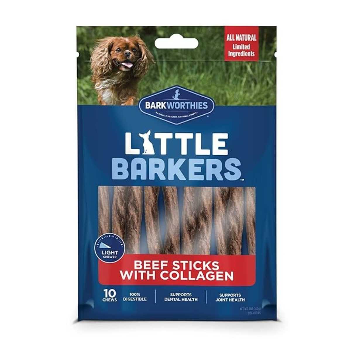 Barkworthies Little Barkers Beef Sticks w/Collagen-10 Pack